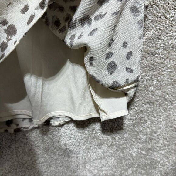 Rails Ora Puma Long Sleeve Rayon Dress Size Small Neutral Animal Print Ruffled - Picture 8 of 15